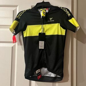 CUORE Men's Cycling Jersey Black S Short Sleeve Lightweight Activewear